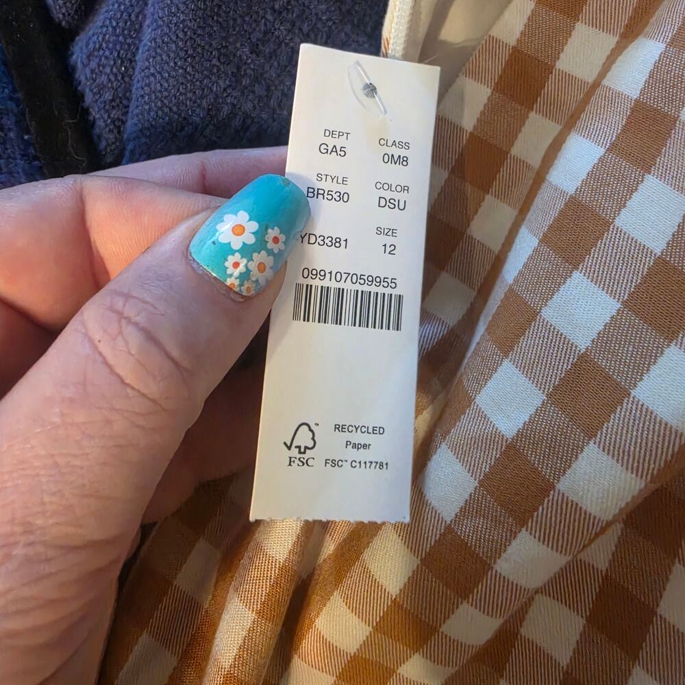 J. Crew lined checker brown and white skirt. 12 - Picture 3 of 8